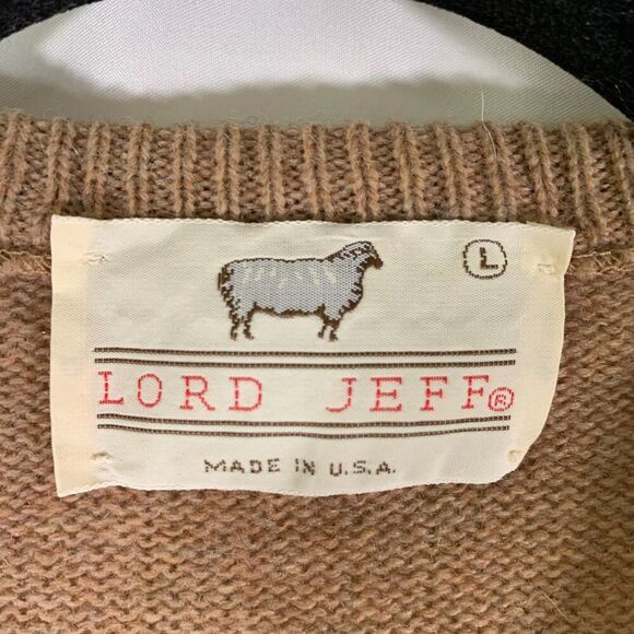 Lord Jeff Wool Vest Men's Large Brown Tight Knit Sleeveless Vneck - Picture 3 of 6
